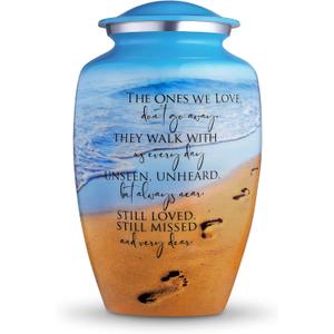 Cremation Urn for Human Ashes for Women & Men - Decorative Funeral Urn for Ashes Printed Memorial Urns for Male & Female - Honor Your Loved One with Burial Urns Ocean Blue, Large