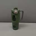 32oz Glass Tumbler with Straw Handle and 2-IN-1 Sip & Spout Lid, Reusable Iced Coffee Cup for Smoothie, Matcha, Leakproof Glass Water Bottle with Straw and Silicone Sleeve, BPA Free-Olive