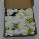 AmyHomie White Artificial Flowers Combo Silk Mix Peony Rose Hydrangea Daisy Fake Flowers w/Stem for DIY Wedding Bouquets Centerpieces Arrangements Table Decor Party Bridal Baby Shower Home Decor