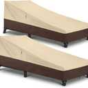 Arcedo Waterproof Outside Lounge Chair Covers 2 Pack, Heavy Duty Patio Chaise Lounge Covers for Outdoor Furniture, Protect Your Pool Chairs in Winter, 80" L x 32" W x 25" H, Beige and Brown