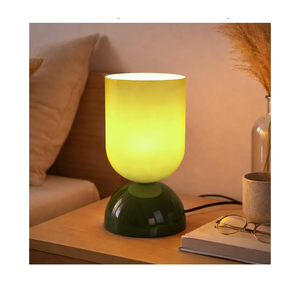 8.9" Modern Glass Table Lamp for Living Room, Dimmable Desk Lamps for Bedroom, UL Listed Nightstand Lamp with Dome Base, End Table Lamps for Side Tables, College Dorm, Office, Glossy Green