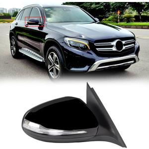 Passenger Side Mirror Fit for 2016-2020 Mercedes Benz W253 GLC200 GLC300 GLC260 Car Rear View Mirror Assembly Side Door Mirrors for Mercedes Benz Accessories Folding, Heating, Floor Light, Blindspot (Black-Right-1)