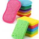 12 Pack Dish Sponges Kitchen Non-Scratch Microfiber and Compressed Cellulose Sponges for Washing Dishes Cleaning Pots Pans Kitchen Bathroom Cars Cleaning Supplies DIY Crafts for Kids