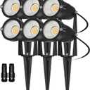 REEGOLD Low Voltage Landscape Lights Outdoor: 7W 700LM LED Landscape Lighting with Connectors for Tree Garden Yard Pathway | 12V 24V Warm White 2700K Spotlights | IP65 Waterproof | 6 Pack