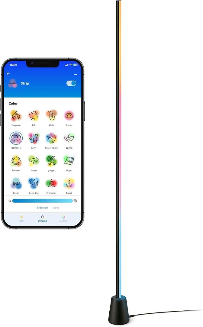 Philips Smart Lighting Gradient Floor Light, RGBIC LED, Multicolor Effects, Sync with TV and Music, Immersive Light, Easy Setup, Connected by WiZ, Compatible with Alexa, Google Home, Apple Home