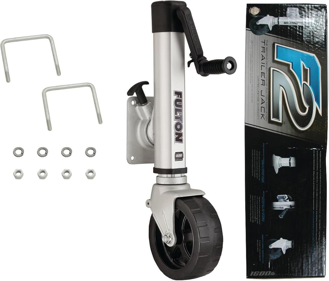 Fulton 1413040134 F2 F2 Wide Track Boat Trailer Jack, 1,600 lbs. Lift Capacity, Sidewind, Bolt-On Side Mount, 10 Inch Travel, Ergonomic Design
