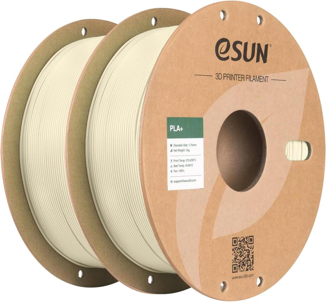 eSUN PLA+ Filament 1.75mm, 3D Printer Filament Dimensional Accuracy +/- 0.03mm, 1kg Cardboard Spool(2.2lbs) 3D Printing Filament, Fits for Most FDM 3D Printers(2 Pack Bone White)