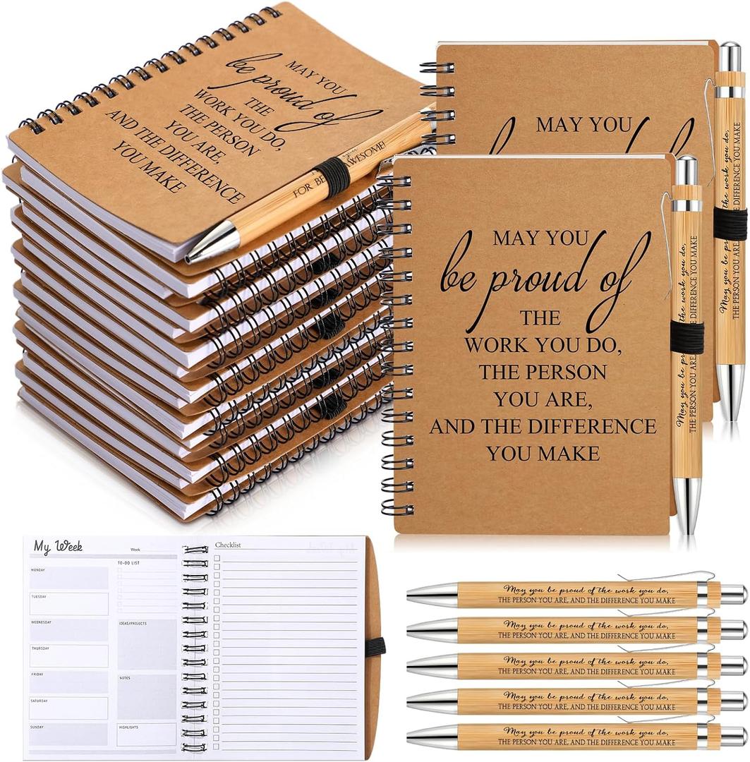 Tellingyou 60 Pcs Employee Appreciation Gifts Bulk Inspirational Spiral Notebooks 2026-2027 Planner Pocket Notepads with Motivational Pens Thank You Gifts for Teacher Coworker Volunteer