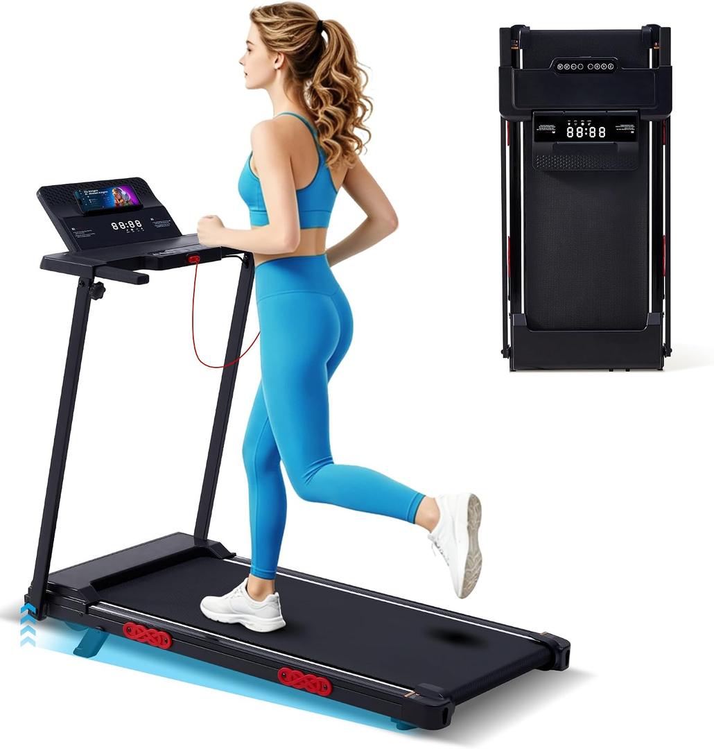 Portable Treadmill with Incline, Walking Pad with Handle Bar for Home, 3.5HP Small Walking Pad Treadmill with Incline and Handles, Electric Mini Treadmills for Home Exercising, 0.6-10MPH, 400LBS