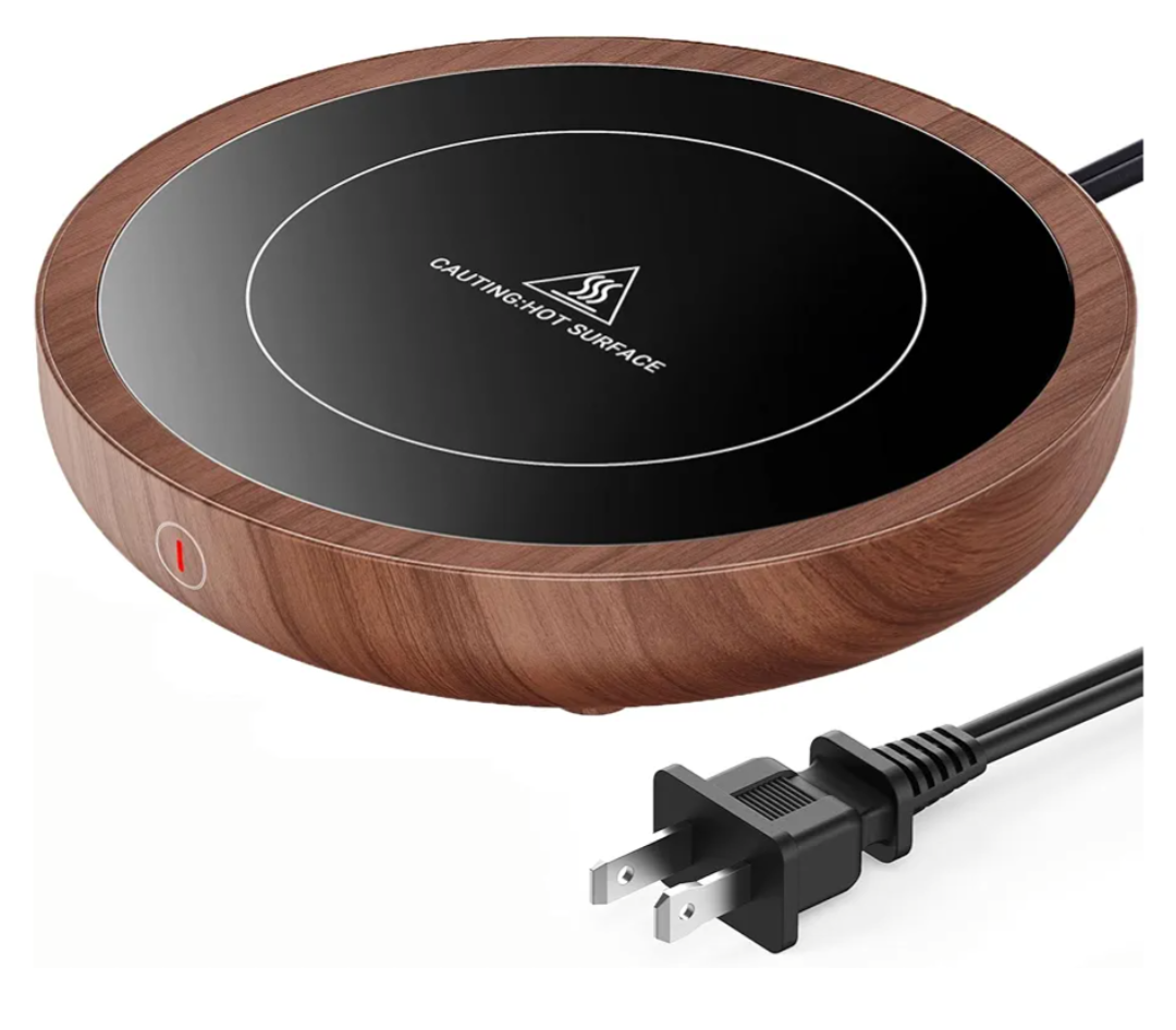 SWEETFULL Coffee Mug Warmer, 36W Electric Cup Warmer for Desk with 3-Temp Settings Advanced Temperature-Controlled Heating Coffee Gifts Accessories for Women Men Milk, Tea, Candle - Wood