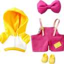 17cm Doll Clothes, Clothes Accessoriesor for 6.7 Inches Doll Clothestop+Vest+Scarf+Shorts+Shoe(Green) (Vibrant Magenta Overalls)