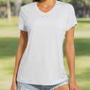 MAGCOMSEN Women's Workout Tops Short Sleeve UPF 50+ Athletic Shirts Quick Dry V-Neck T-Shirt Moisture Wicking Gym Tee (White, S)