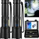 Rechargeable LED 90,000 High Lumens Flashlights, 2 Pack Super Bright Flash Light with Cob, 7 Modes Waterproof Powerful Flashlight for Home, Camping