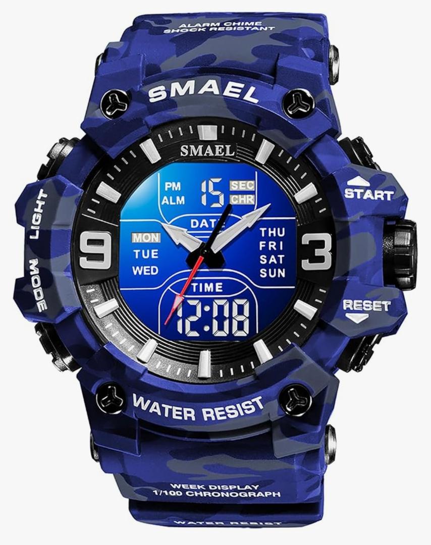 Men's Analog Digital Outdoor Sports Watches Military Tactics Multi Function Watch LED Electronic Large Dual Display Watch Army Luminous Waterproof Wrsitwatch
