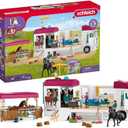 Schleich Horse Club - 227PC Lisa Transporter Playset Horse Toy Trailer Set with Family, 3 Horses, Dog, Grooming Station & Rooftop Pool for Real Water Play Realistic Toys for Kids Ages 5+ | 42619, One Size