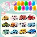 JOYIN 12 Pcs Prefilled Easter Eggs with Toys, Plastic Eggs with Cute Pull Back Cars, Easter Basket Stuffers, Party Favors for Kids, Classroom Prize Supplies