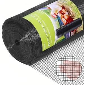 Hardware Cloth 1/4 inch 48 x 100 ft 23 Gauge Black Vinyl Coated Welded Wire Mesh Roll PVC Coated Welded Wire Fence Chicken Wire Fencing Mesh Roll