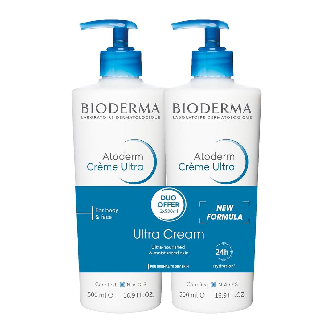 Bioderma Atoderm Ultra Cream Duo Pack, Hydrating Body Moisturizer for Normal to Dry Sensitive Skin 2x16.9 Fl Oz