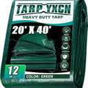 Green Heavy Duty Tarp 20x40 Feet, 12 Mil Thick Waterproof Poly Tarps Cover UV Resistant, Rip & Tear Proof with Metal Grommets Every 20 Inches