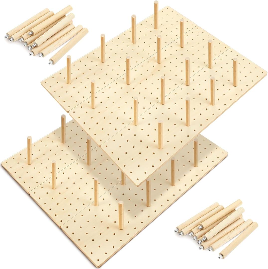 Kigley 6 Pcs Wood Pegboard Drawer Organizer with 48 Pegs - Peg Drawer Organizers for Dishes & Food Containers (20.98x5.91)