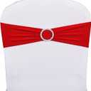 Wedding Red Chair Sashes 100 Pack Spandex Chair Bows Bands with Buckles for Party Birthday Bridal Shower Engagement Banquets Anniversary Christmas Outdoor Events Decorations (Red)