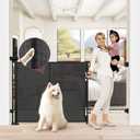 Reinforced 41 Inch Extra Tall Baby Gate 55" Wide Retractable Dog Gate with Support Rods  Prevents Crawling Under, Indoor Extra Tall Dog Gate Retractable Baby Gates Outdoor Retractable Gate, Black ((41" Tall x 55" Wide))
