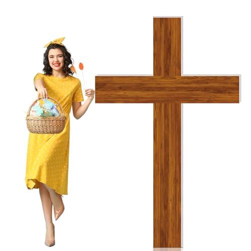6 ft Easter Cross Cardboard Cutout Jesus Christ Cardboard Cutout Stand up Life Size He is Risen Cross Religious Backdrop Photo Props for Jesus Christian Party Decoration Church Baptism Sunday School