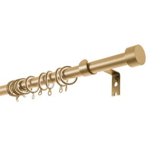 TWOPAGES Adjustable Curtain Rod, Heavy Duty Curtain Rod Set with Brackets and Rings, 1 Inch Diameter Wall Mounted Drapery Rod 28 to 76 Inch Length, Gold