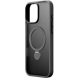 YUANSHXM-Ultra Thin Case for iPhone 16 Pro Max/16 Pro/16 Plus/16, Frosted Clear Case with Magnetic Rotation Stand Shockproof Phone Cover (16 Plus,Black)