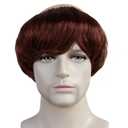 Short Monk Wig Brown Funny Wigs for Adults Cosplay Monk Costume Men Halloween Bald Wig Ugly Wigs for Friar Costume Christmas Themed Party Outfit +Hair Cap