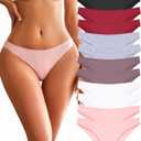 FINETOO 12 Pack Cotton Underwear for Women Cute Low Rise Bikini Panties High Cut Breathable Sexy Hipster Womens Cheeky, Medium