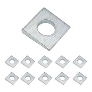 10 Pcs 1/2"(ID) Beveled Square Washers, Plain Carbon Steel Galvanized Wedge Shaped Washer, 1-1/8 x 1-1/8 Inch Metal Shims for Leveling, 2 to 6 mm Thickness, Sliver
