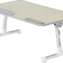 Amazon Basics Portable Foldable Adjustable Laptop Stand Tray Table Lap Desk for Bed and Couch, Fits up to 17-Inch Laptop, 12"x20", Cream