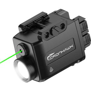 Pistol Light Green Laser Combo Rechargeable, 700 Lumen Green Beam Flashlight for Picatinny 1913 Rail Mounted Light with Strobe, USB-C Charging
