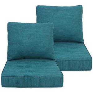 Outdoor/Indoor 23.5x25 inch Deep Seat Patio Cushions Set of 2 Resilient Foam Filling Water Repellent Stain-Resistant UV Resistant Weather Resistant Patio Cushions Malachite
