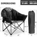 Oversized Camping Chair with Cup Holder & Carry Bag - 500lbs Heavy Duty Moon Saucer Chair for Outdoor, Lawn, Sports, Patio - Padded Folding Sofa Chair, Black & Gray, 1 PCS