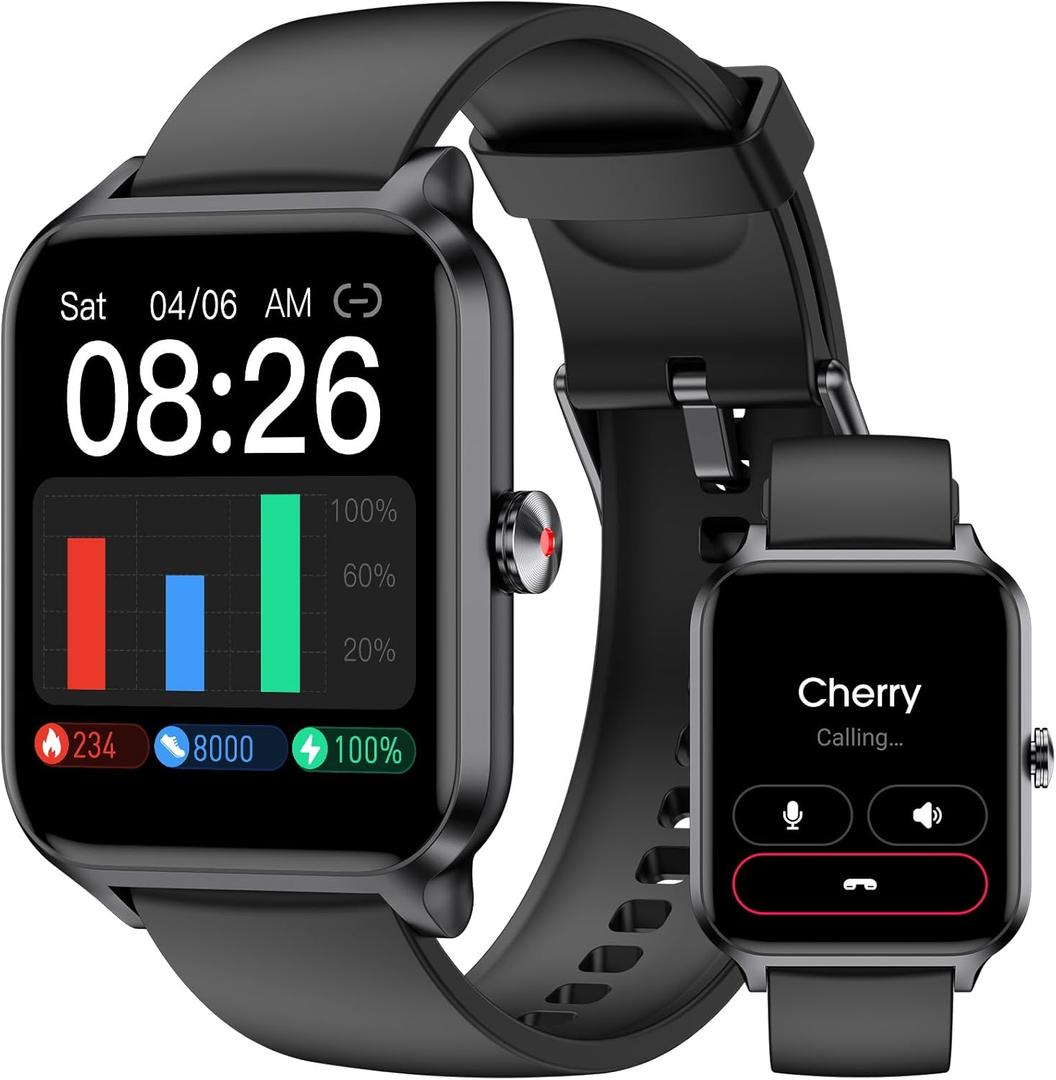Smart Watch(Answer/Make Call), 1.69" Fitness Tracker with Heart Rate Blood Oxygen Monitor, Sleep Monitor Health Tracker, 100+ Sports Modes, Step Counter, IP68 Waterproof Fitness Watch for Android iOS