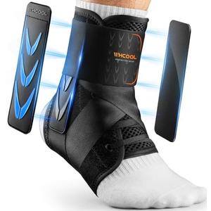 WHCOOL Slim-Fit Ankle Brace for Sprained Ankle, Velcro Lace Up Ankle Support for Women Men With 2 Auto-Shaped Pads, Air Fabric Cool Ankle Stabilizer for Injury Recover, Running,Sports, M(12”-13”)