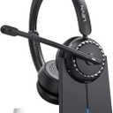 LEVN Wireless Headset, Wireless Headset with Mic for Work, AI Noise Cancelling, 65 Hrs Working Time, Bluetooth Headphones with Microphone from Computer/Call Center/Teams (Black)