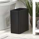 mDesign Decorative Trash Can, 12" x 6.25" x 13", Black Steel, 10 Liter/2.6 Gallon Capacity