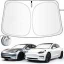 Upgraded Sunshade for Tesla Model Y Model 3 Windshield - Enhanced UV Protection, Durable Metal Frame, Foldable Full-Front Shade - Summer Accessories for Tesla Model 3/Y 2016-2024