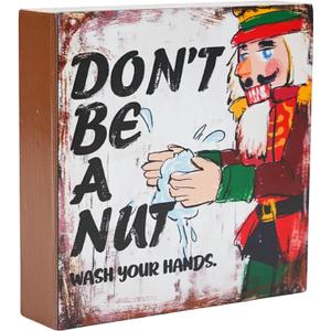 Nutcracker Christmas Bathroom Decor Funny Xmas Wood Box Sign Wash Your Hands Bathroom Home Shelf Office Decorations