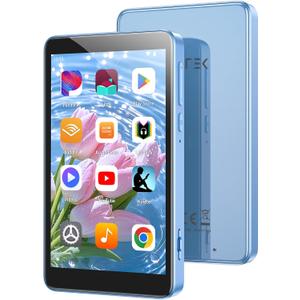 AGPTEK 96GB MP3 Player with Bluetooth and WiFi, T08X 4'' Android 14 MP4 Music Player with Spotify, Audible, APP Store, Up to 1TB, Blue