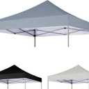 10x10 Canopy Replacement Cover, Waterproof Pop Up Tent With Ropes, Instant Sunshade Sliver Coated Oxford Cloth for Outdoor Garden Patio Camping (Grey, Top Only)