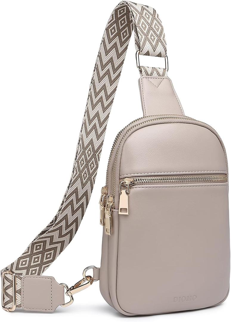 DIOMO Anti Theft Small Sling Bag for Women Crossbody Bag Trendy, RFID Fanny Packs Vegan Leather for Women Travel Belt Purse (1-Grey)