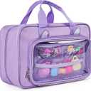 Carrying Case Compatible with Barbie Dolls 12-inch, Multiple Pockets for Dolls Clothes Accessories, Storage Organizer Bag with Handle Holds 6 or 12 Small Dolls, Bag Only (Purple), 13x5x8 inches