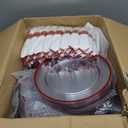 Goodluck 700 Piece Red Plastic Dinnerware Set for Party, Clear Disposable Plates for 100 Guests, Include: 100 Dinner Plates, 100 Dessert Plates, 100 Pre Rolled Napkins with Cutlery Set, 100 Cups