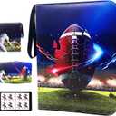 400 Cards Football Card Binder, 4-Pocket Card Collections Trading Card Binder 50 Pages Double-Sided Cards Holder with Zipper 3-Ring Card Album for Sports Football Card Sleeves Protectors