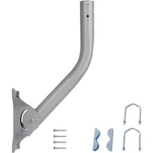 Heavy Duty Universal Adjustable Antenna Mount Pole(OD 1 11/16", Length 17 1/4"), Pole Mounting Bracket for Wall Eave Roof, Compatible with Antenna, Weather Station and WiFi Extender, with U-Bolt Kit