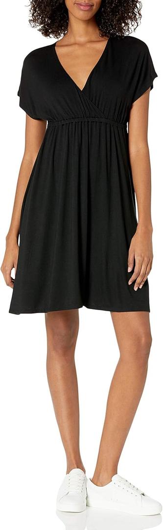Amazon Essentials Women's Surplice Dress (Medium, Black) Amazon Essentials Women's Surplice Dress (Medium, Black)